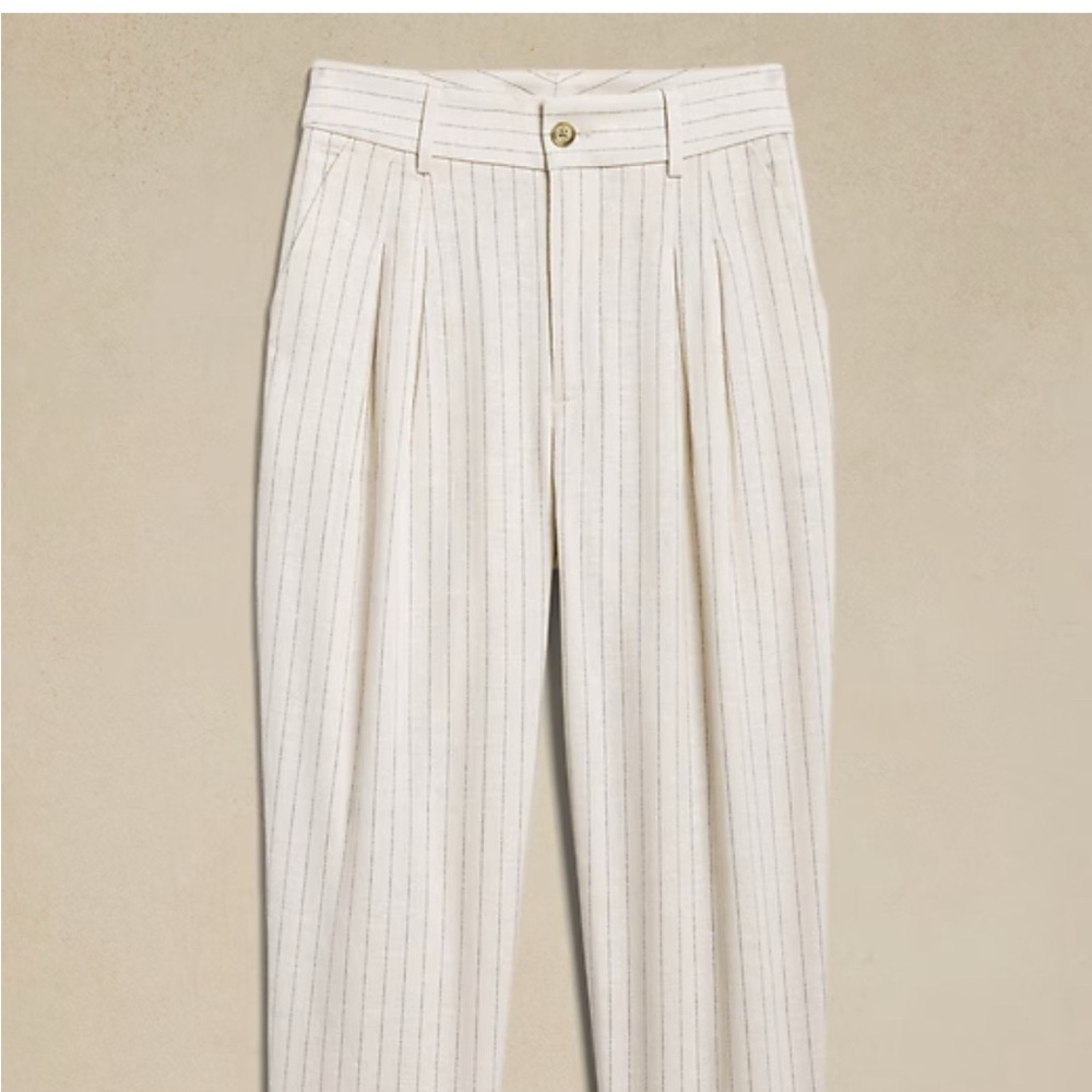 Banana Republic Men's Pinstriped Cream Pants